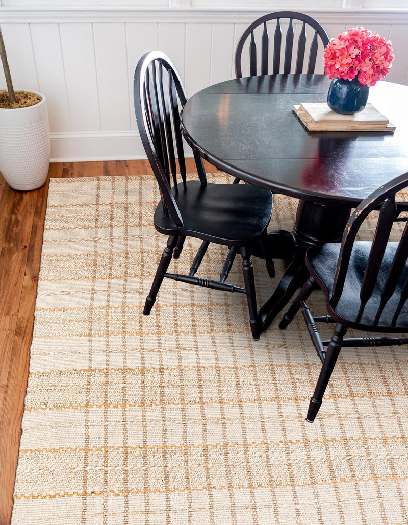 Sequoia Handwoven Jute Collection Area Rug - Mendocino Square Ivory lifestyle 16