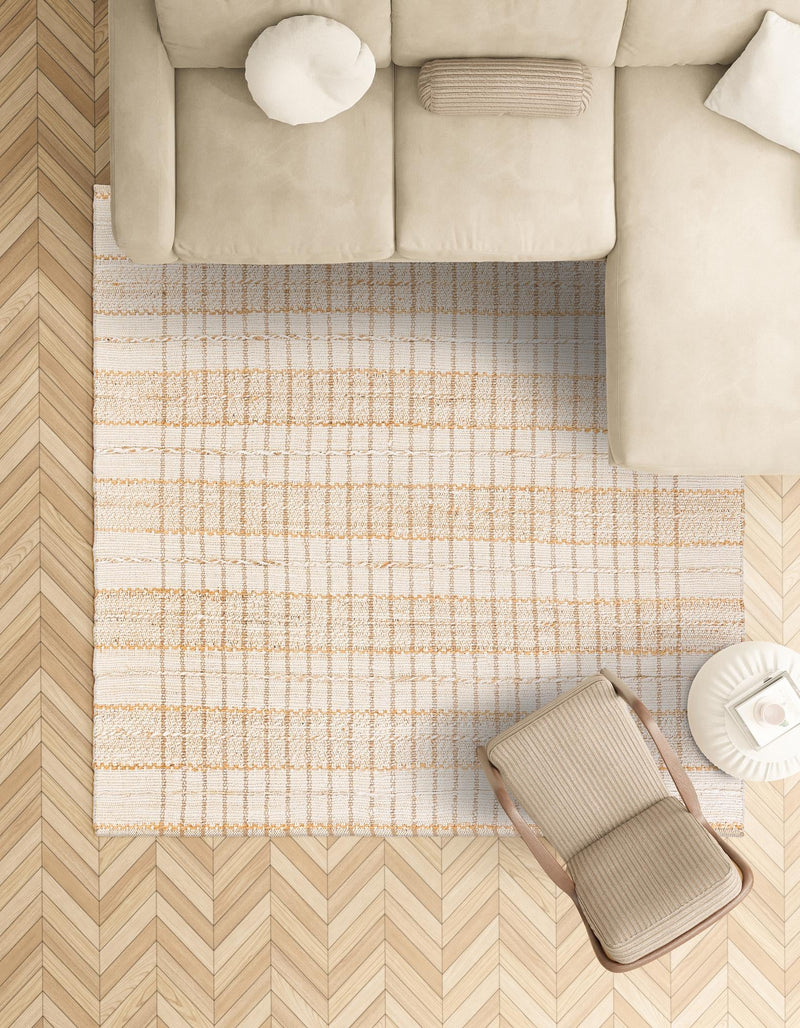 Sequoia Handwoven Jute Collection Area Rug - Mendocino Square Ivory lifestyle 21