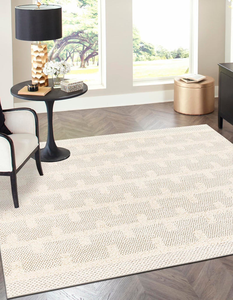 Lana Tasmanian Wool Collection Area Rug - Freycinet Square Ivory lifestyle 13