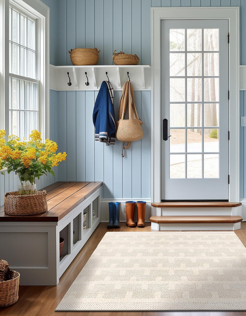 Lana Tasmanian Wool Collection Area Rug - Freycinet Square Ivory lifestyle 23