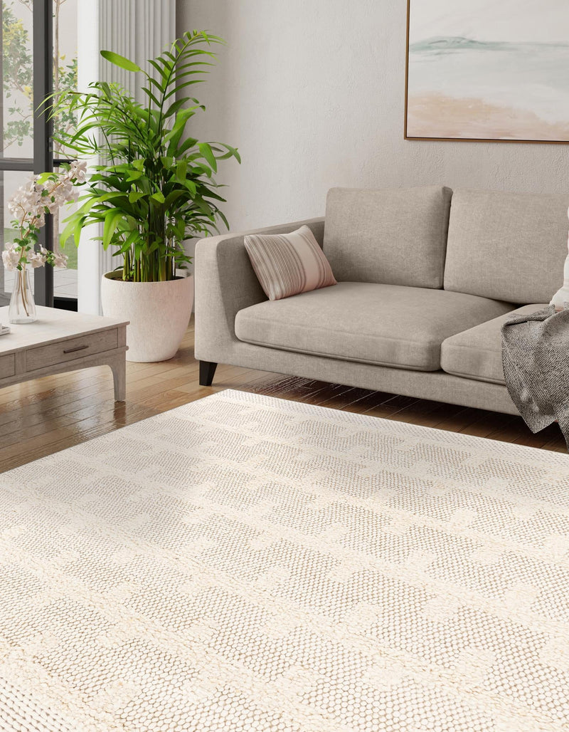 Lana Tasmanian Wool Collection Area Rug - Freycinet Square Ivory lifestyle 25