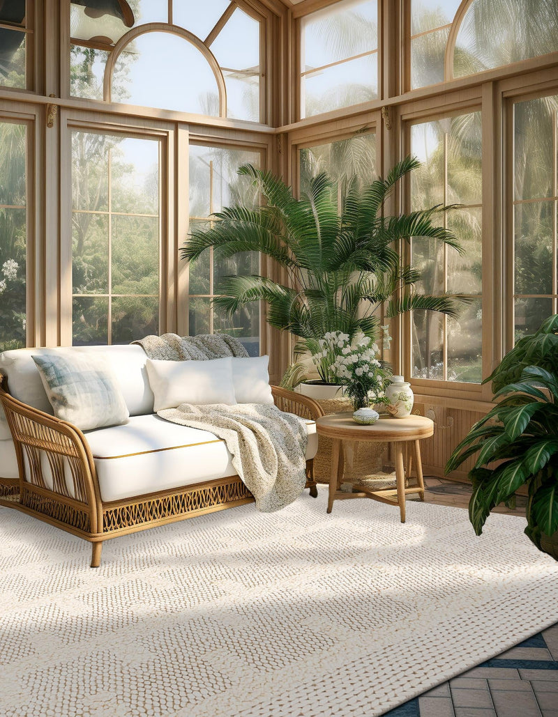 Lana Tasmanian Wool Collection Area Rug - Freycinet Square Ivory lifestyle 27