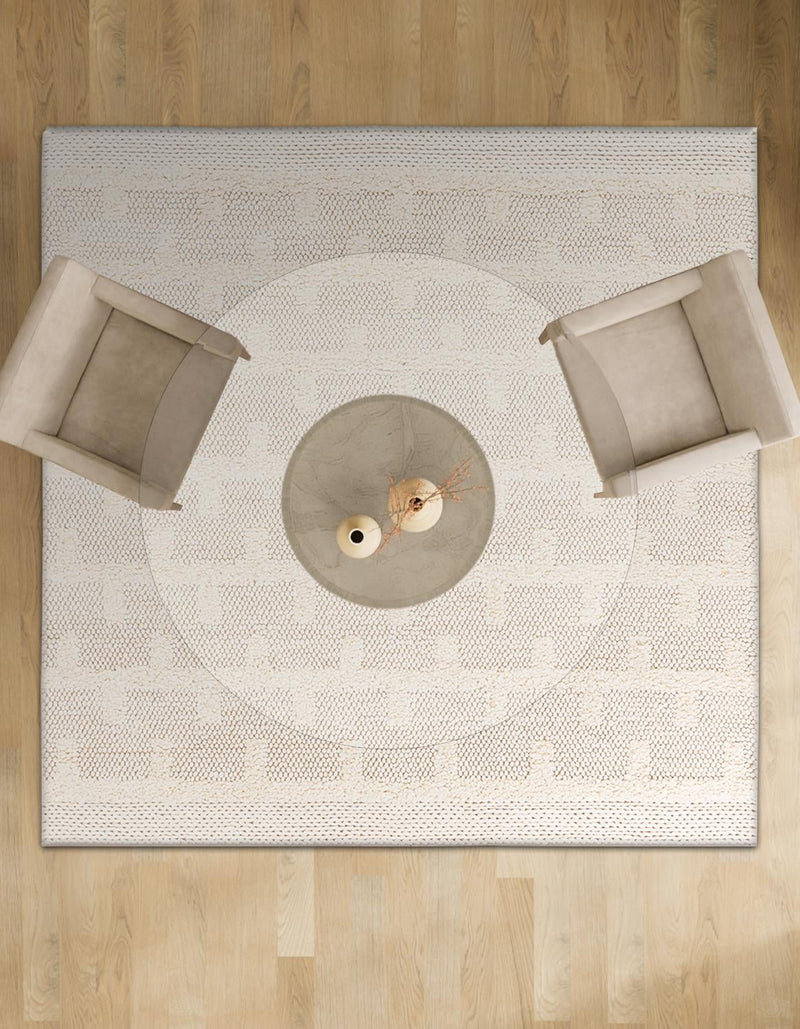 Lana Tasmanian Wool Collection Area Rug - Freycinet Square Ivory lifestyle 31