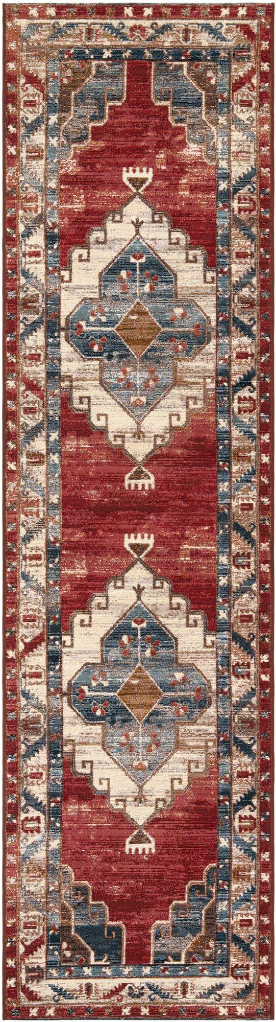 Patio Elegance Collection Area Rug - Alcove Runner Red and Navy Blue lifestyle 22