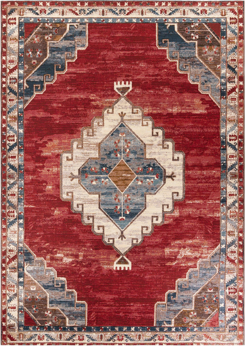 Patio Elegance Collection Area Rug - Alcove Rectangle Red and Navy Blue Main