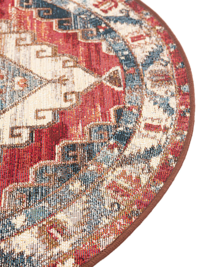 Patio Elegance Collection Area Rug - Alcove Round Red and Navy Blue lifestyle 53