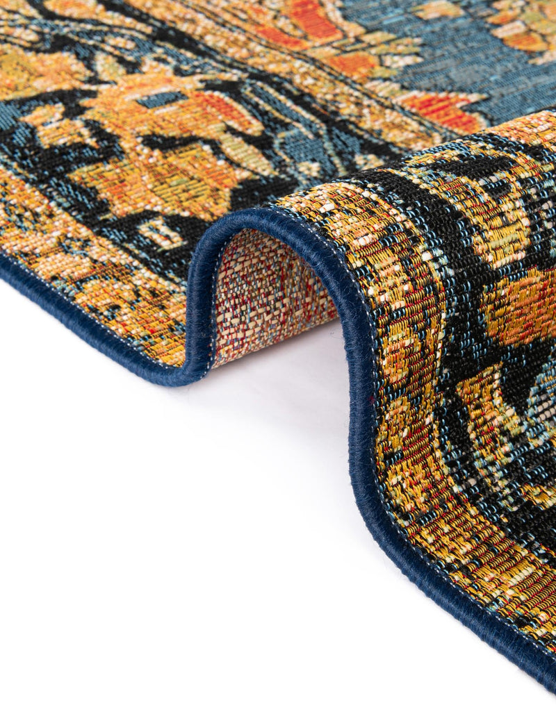Patio Elegance Collection Area Rug - Grove Rectangle Navy Blue and Rust Red lifestyle 17