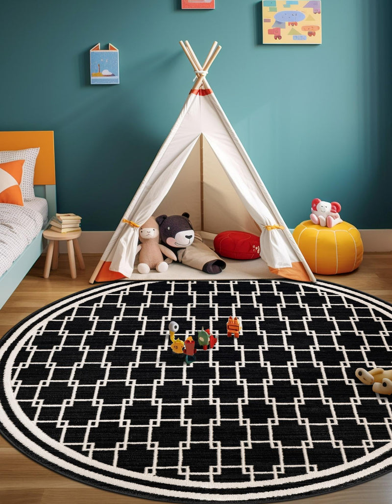 Metro Heights Collection Area Rug - Fifth Round Black lifestyle 38