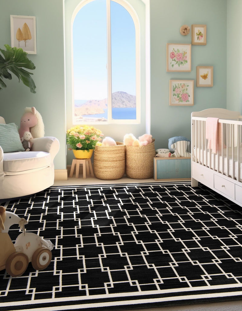 Metro Heights Collection Area Rug - Fifth Square Black lifestyle 46