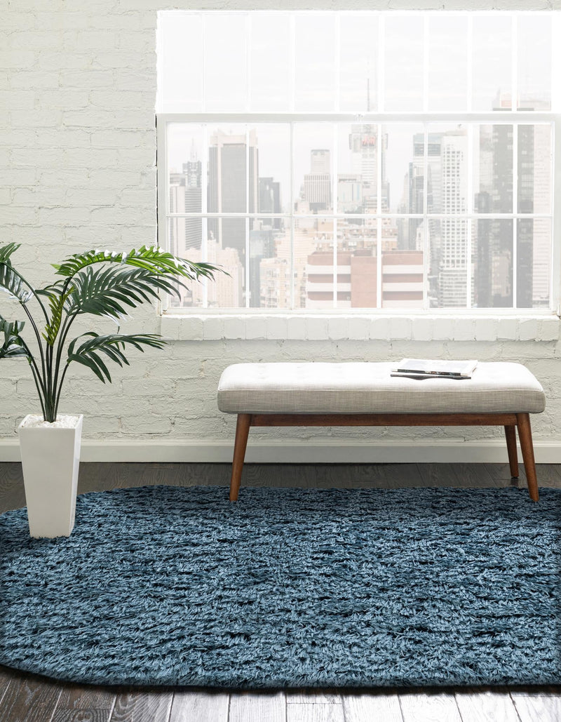 Eternal Plush Oasis Collection Area Rug - Tranquility (Aegean Blue) Oval Aegean Blue lifestyle 39