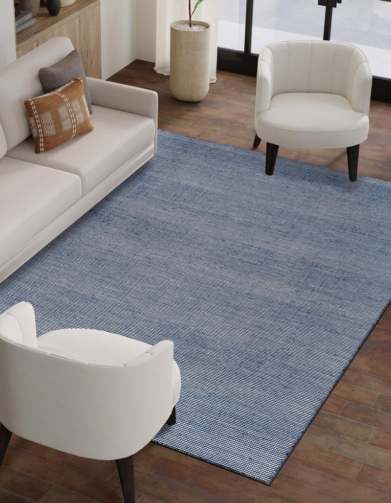 Jill Zarin Malibu Sands Outdoor Collection Area Rug - Pebble (Navy Sky) Rectangle Navy Sky lifestyle 6