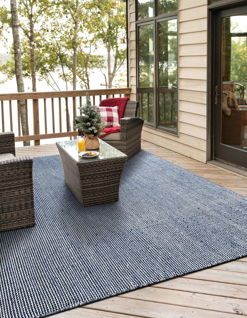 Jill Zarin Malibu Sands Outdoor Collection Area Rug - Pebble (Navy Sky) Square Navy Sky lifestyle 10
