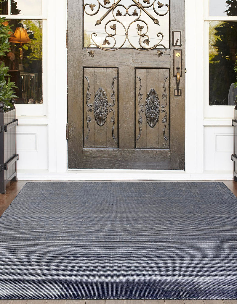Jill Zarin Malibu Sands Outdoor Collection Area Rug - Pebble (Navy Sky) Square Navy Sky lifestyle 11