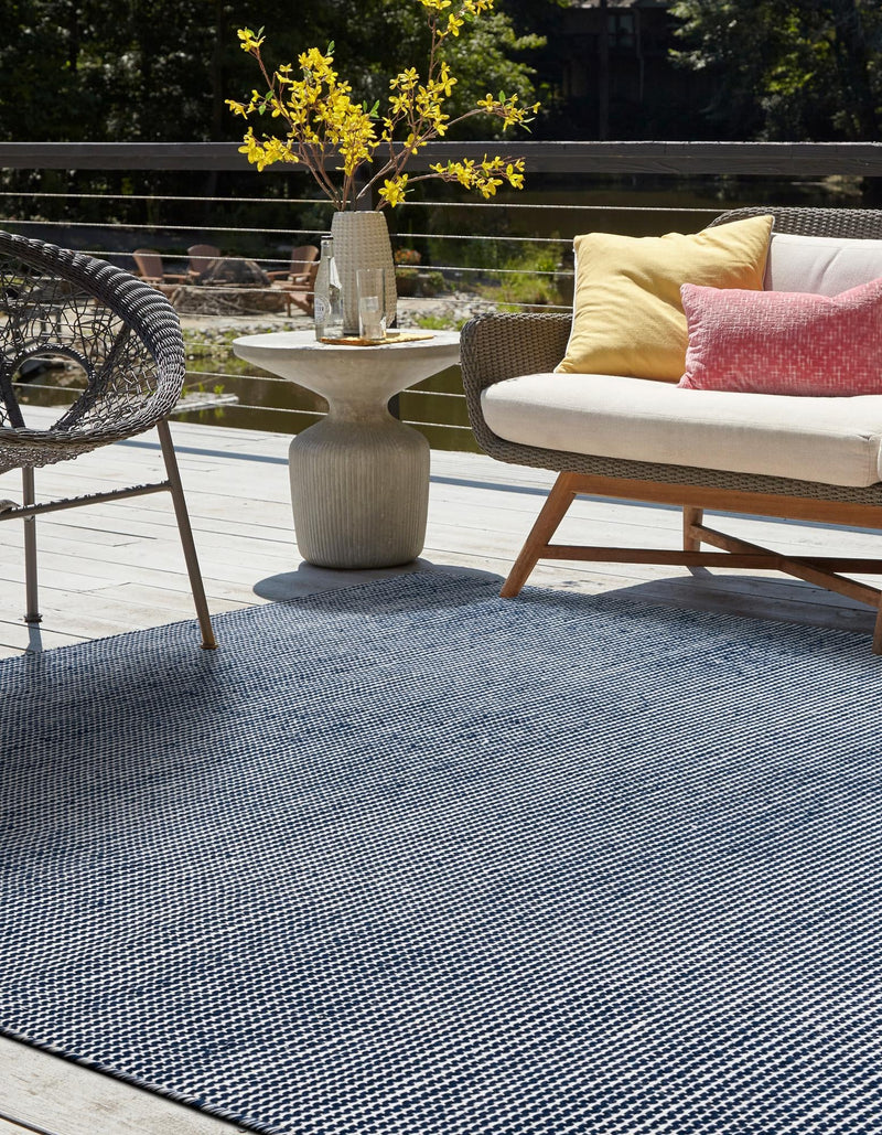 Jill Zarin Malibu Sands Outdoor Collection Area Rug - Pebble (Navy Sky) Square Navy Sky lifestyle 13