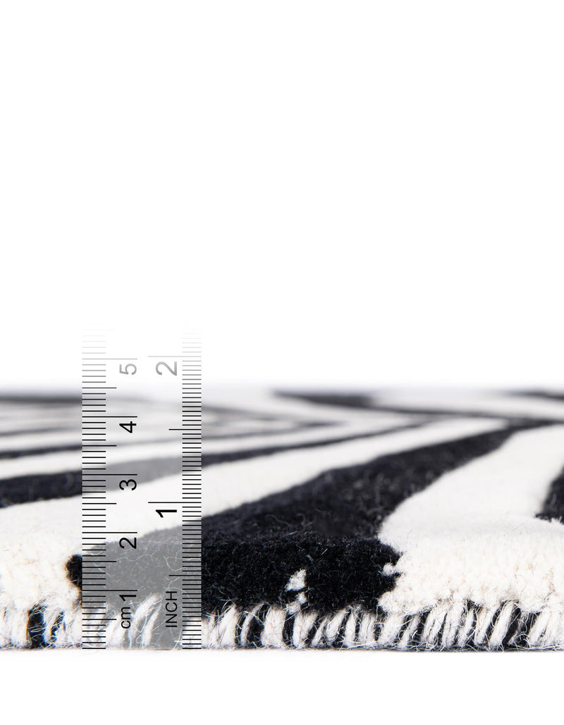 Cyclone Wool Collection Area Rug - Maelstrom Rectangle Black and White lifestyle 13