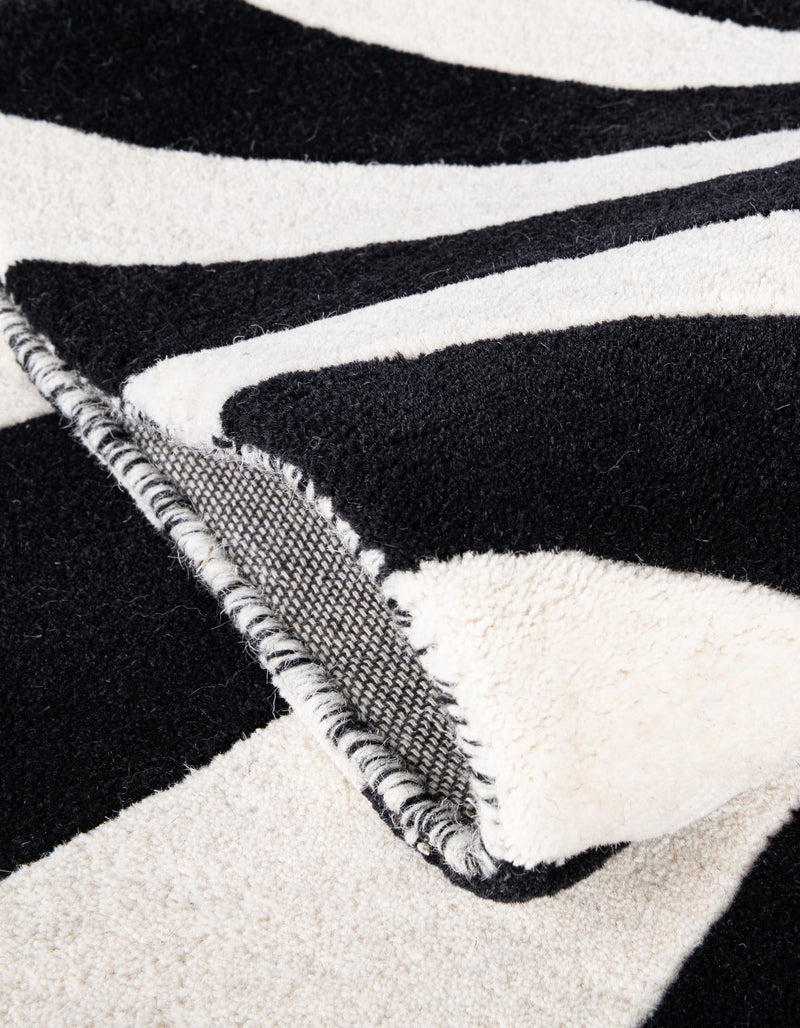 Cyclone Wool Collection Area Rug - Maelstrom Rectangle Black and White lifestyle 14