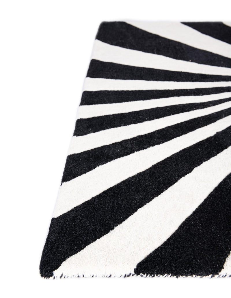 Cyclone Wool Collection Area Rug - Maelstrom Rectangle Black and White lifestyle 15