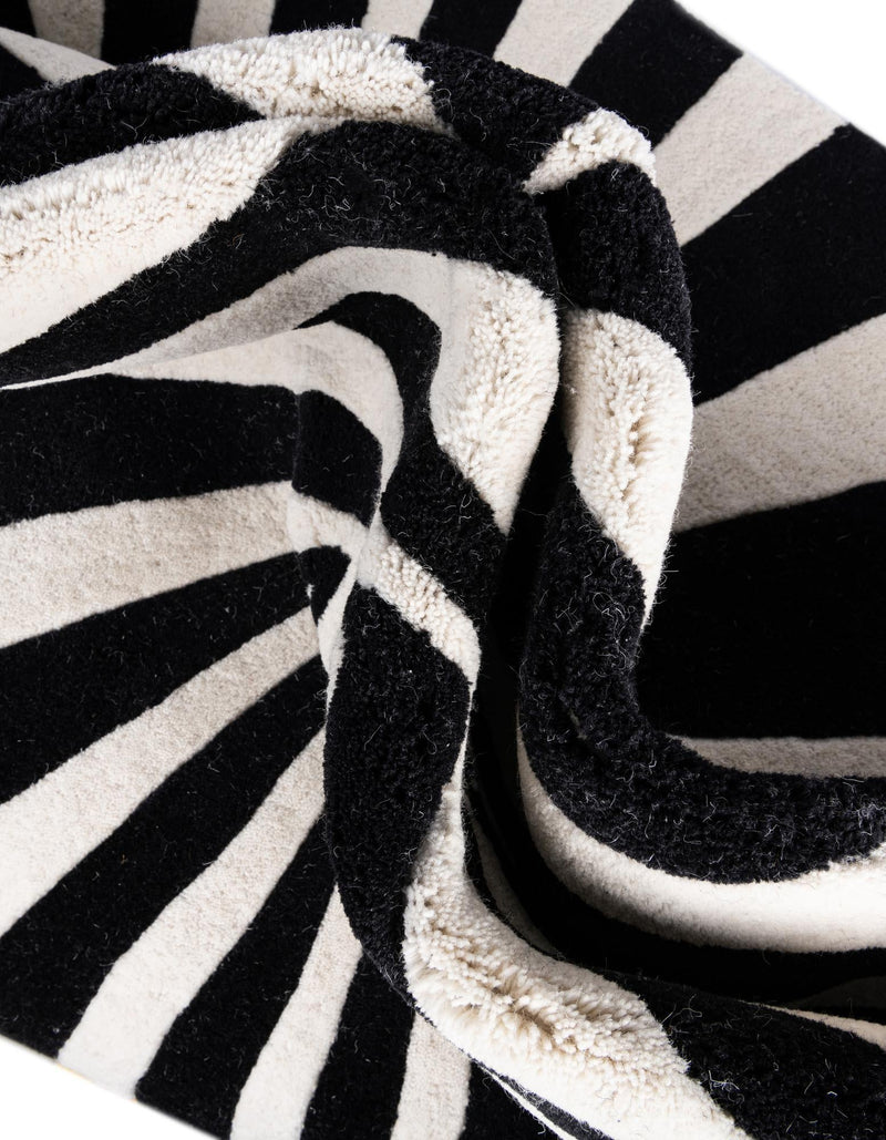 Cyclone Wool Collection Area Rug - Maelstrom Rectangle Black and White lifestyle 16