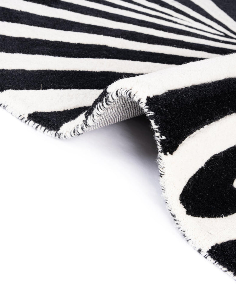 Cyclone Wool Collection Area Rug - Maelstrom Rectangle Black and White lifestyle 18