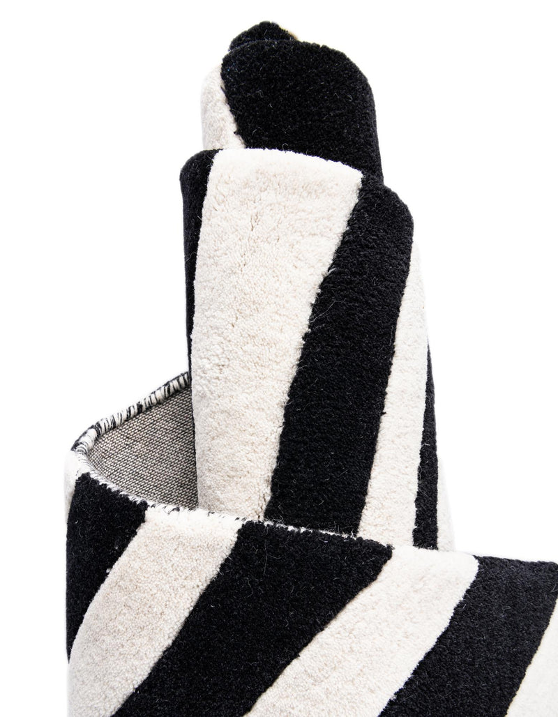 Cyclone Wool Collection Area Rug - Maelstrom Rectangle Black and White lifestyle 19