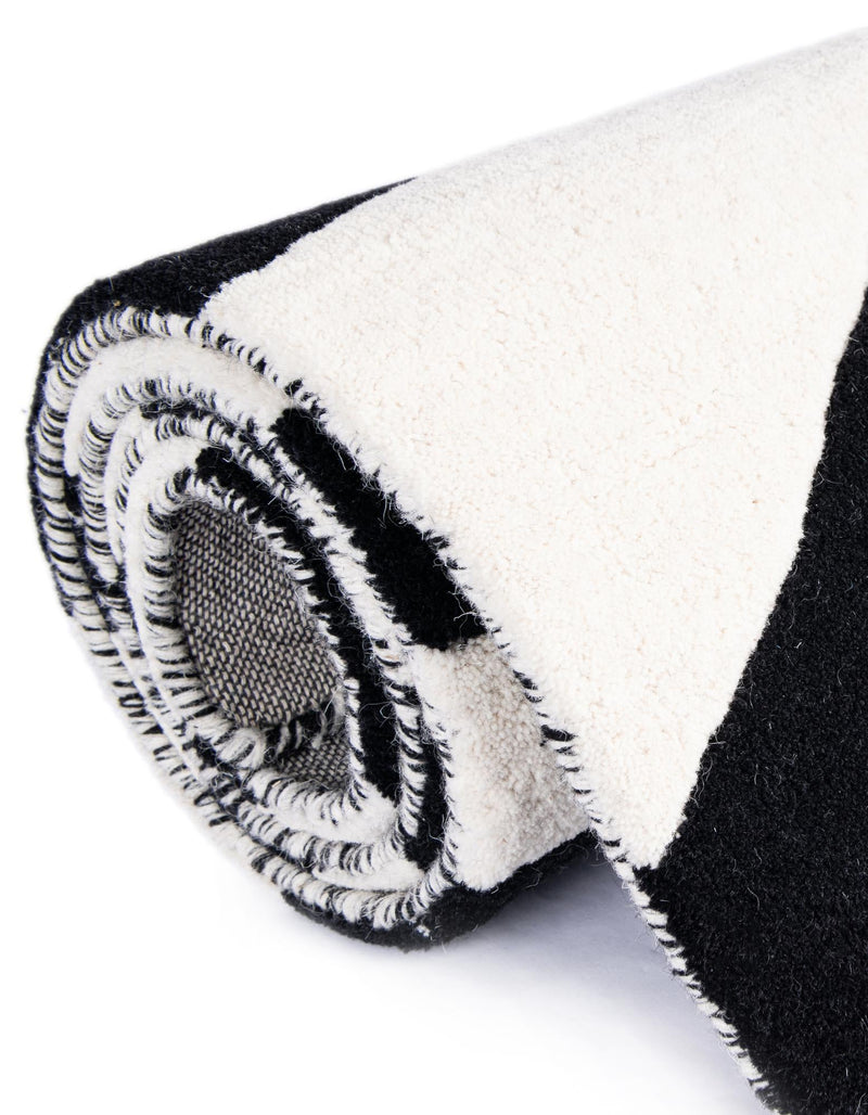 Cyclone Wool Collection Area Rug - Maelstrom Rectangle Black and White lifestyle 20