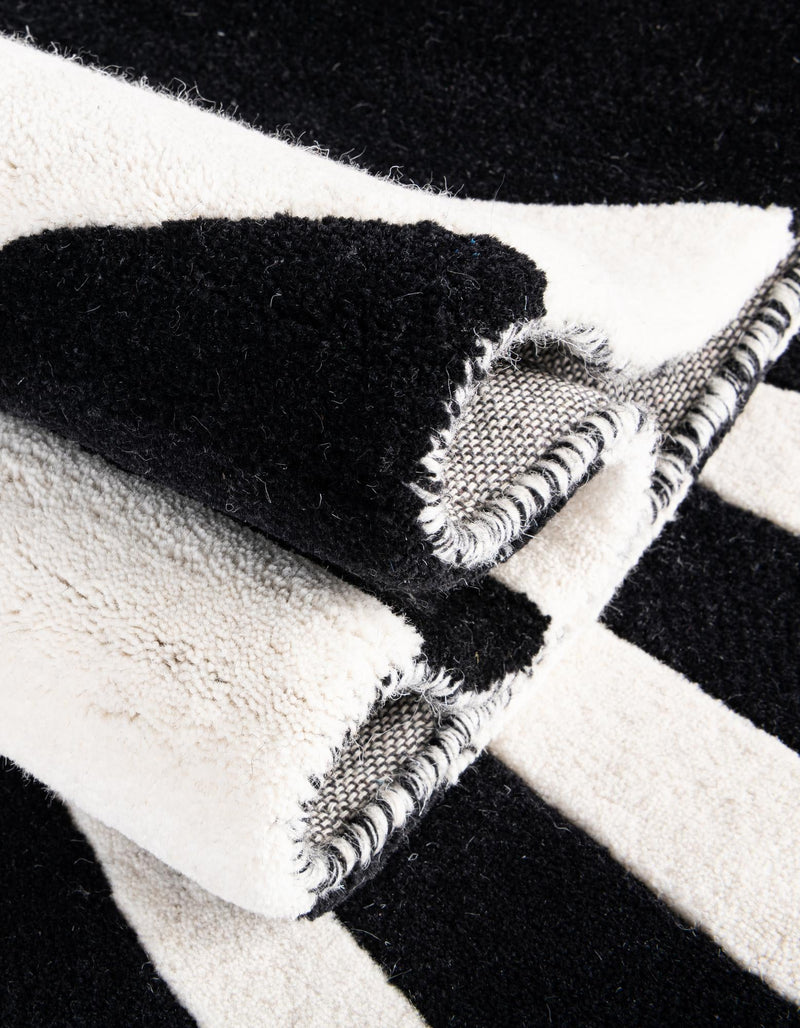 Cyclone Wool Collection Area Rug - Maelstrom Rectangle Black and White lifestyle 21
