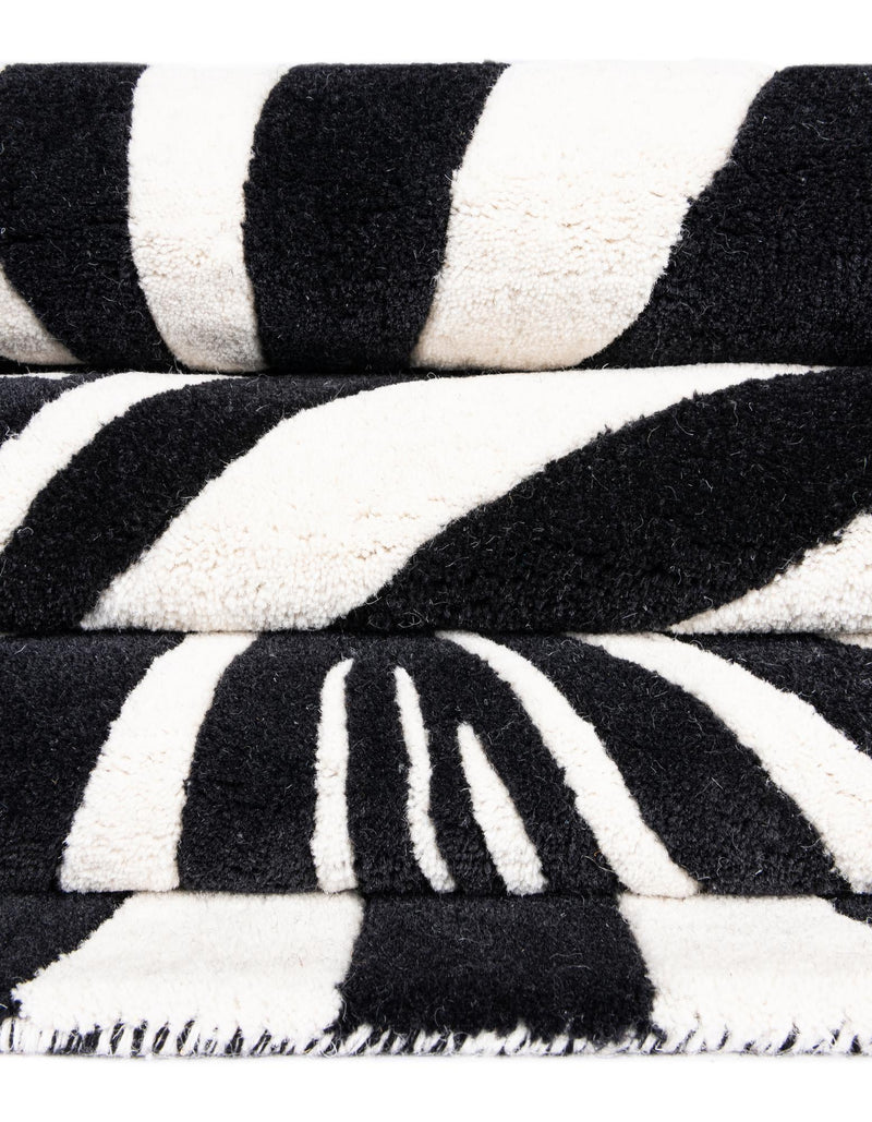 Cyclone Wool Collection Area Rug - Maelstrom Rectangle Black and White lifestyle 22