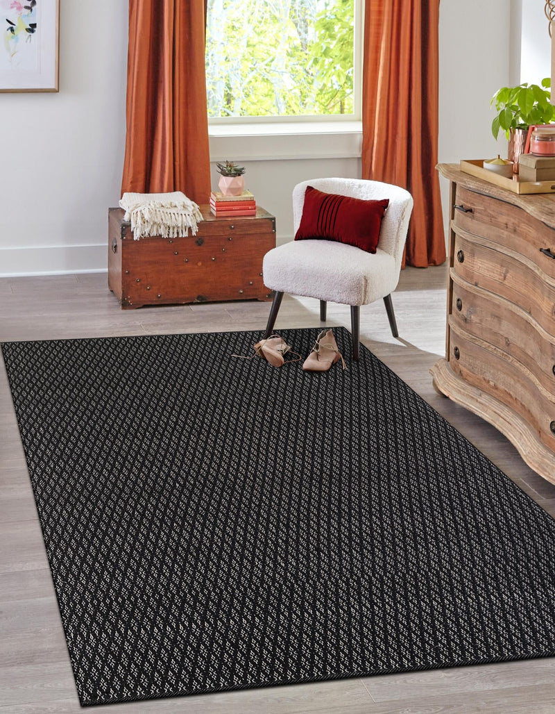 Cobbled Wool Collection Area Rug - Cobbles Rectangle Black lifestyle 2
