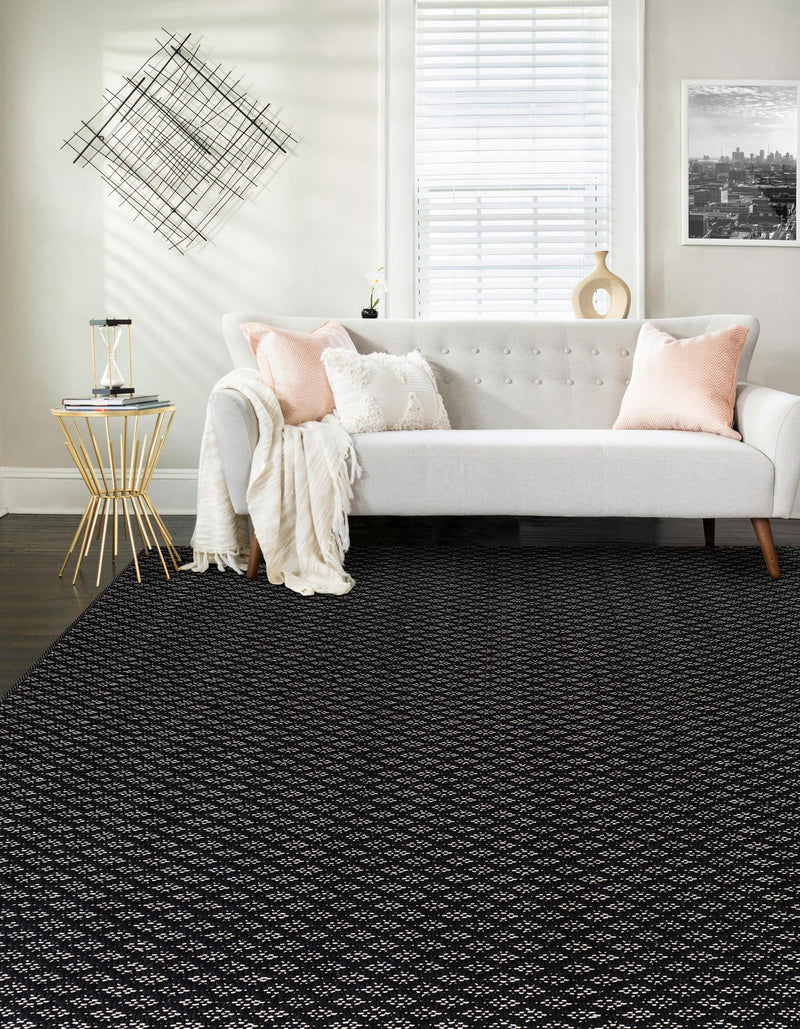 Cobbled Wool Collection Area Rug - Cobbles Rectangle Black lifestyle 14