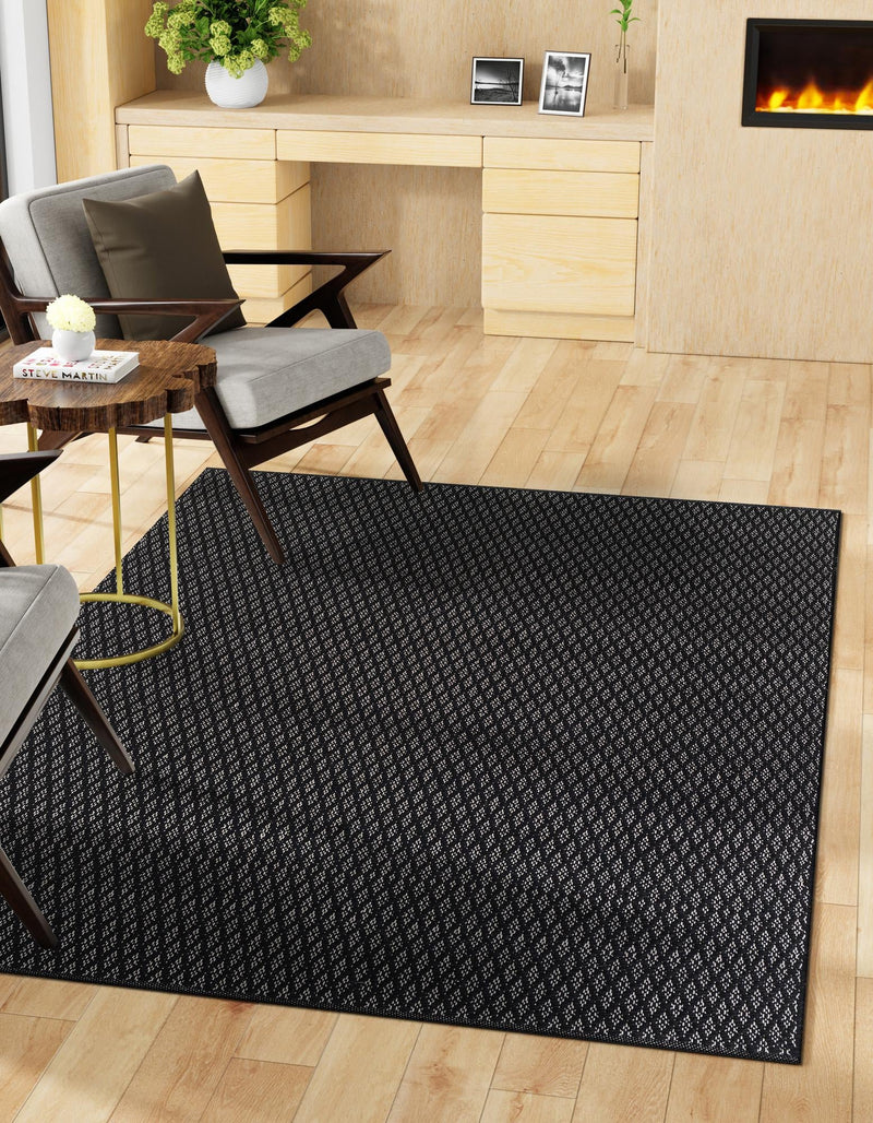 Cobbled Wool Collection Area Rug - Cobbles Rectangle Black lifestyle 23