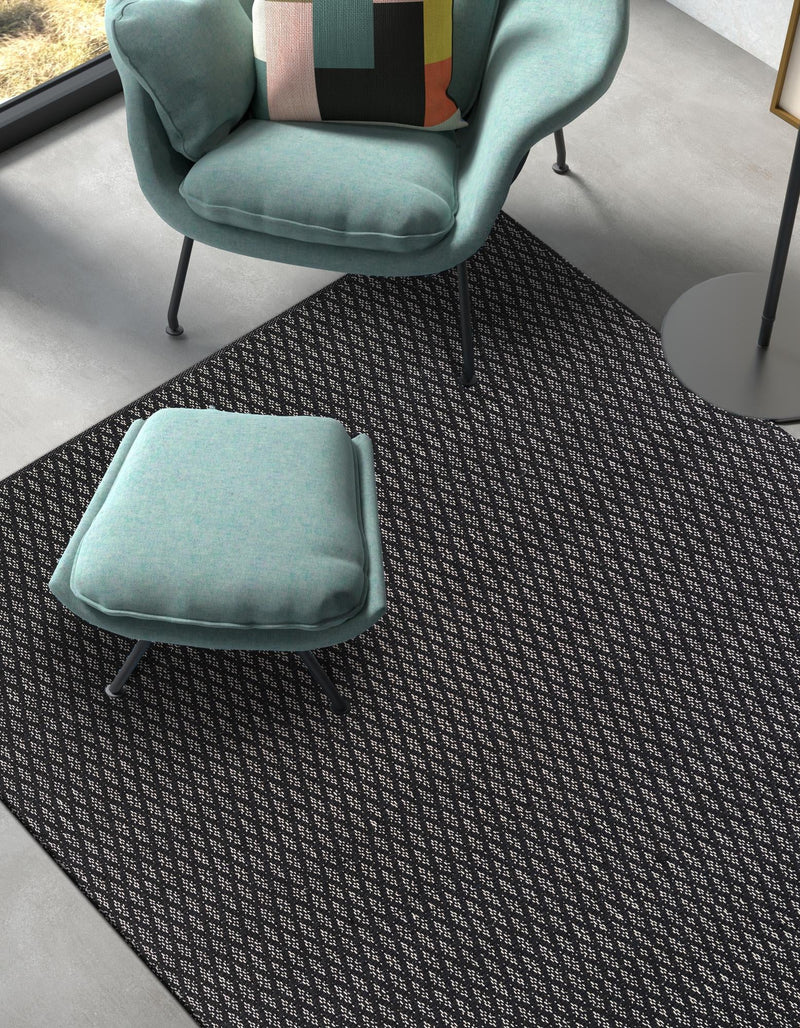 Cobbled Wool Collection Area Rug - Cobbles Rectangle Black lifestyle 26