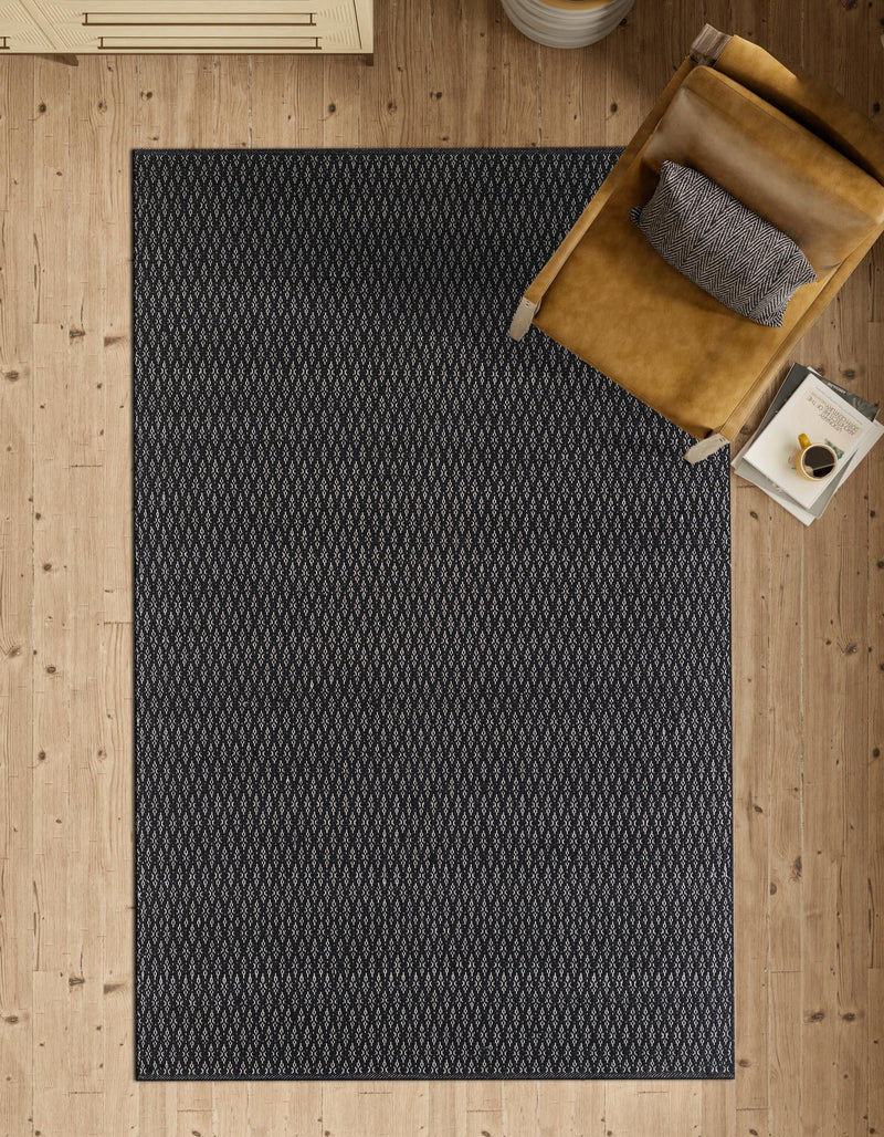 Cobbled Wool Collection Area Rug - Cobbles Rectangle Black lifestyle 29