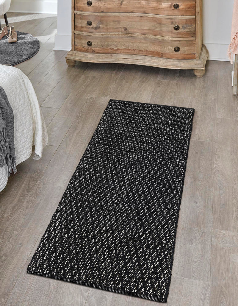Cobbled Wool Collection Area Rug - Cobbles Runner Black lifestyle 63