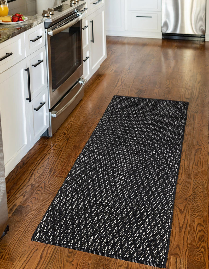 Cobbled Wool Collection Area Rug - Cobbles Runner Black lifestyle 69