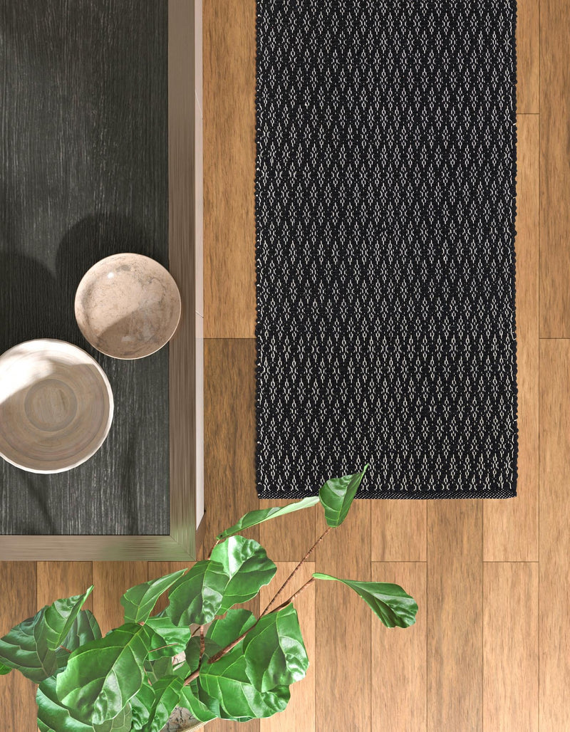 Cobbled Wool Collection Area Rug - Cobbles Runner Black lifestyle 90