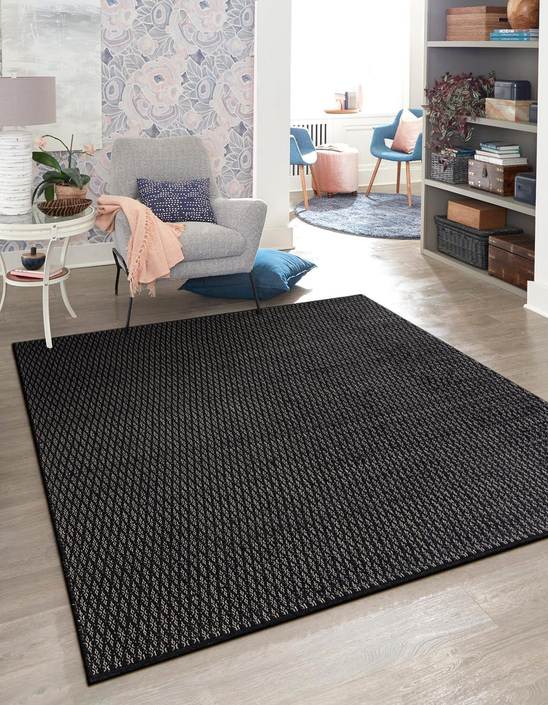 Cobbled Wool Collection Area Rug - Cobbles Square Black lifestyle 69