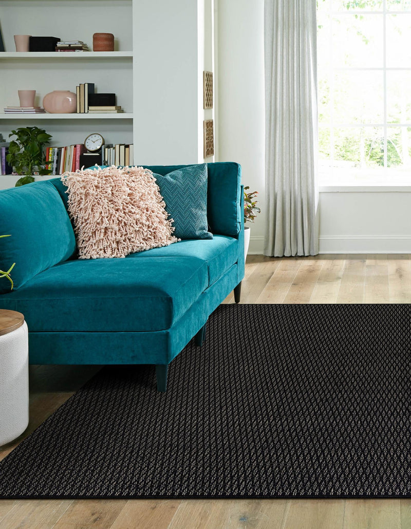 Cobbled Wool Collection Area Rug - Cobbles Square Black lifestyle 75