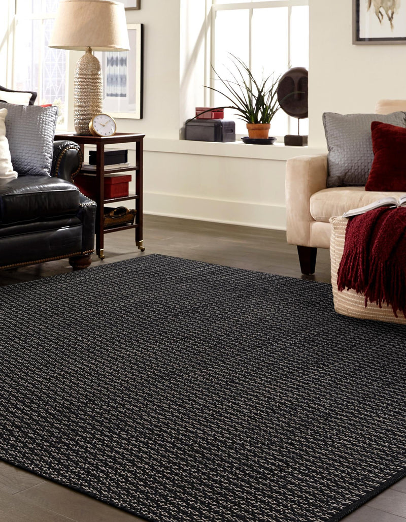 Cobbled Wool Collection Area Rug - Cobbles Square Black lifestyle 87