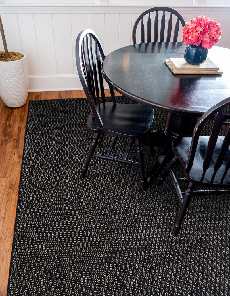Cobbled Wool Collection Area Rug - Cobbles Square Black lifestyle 93