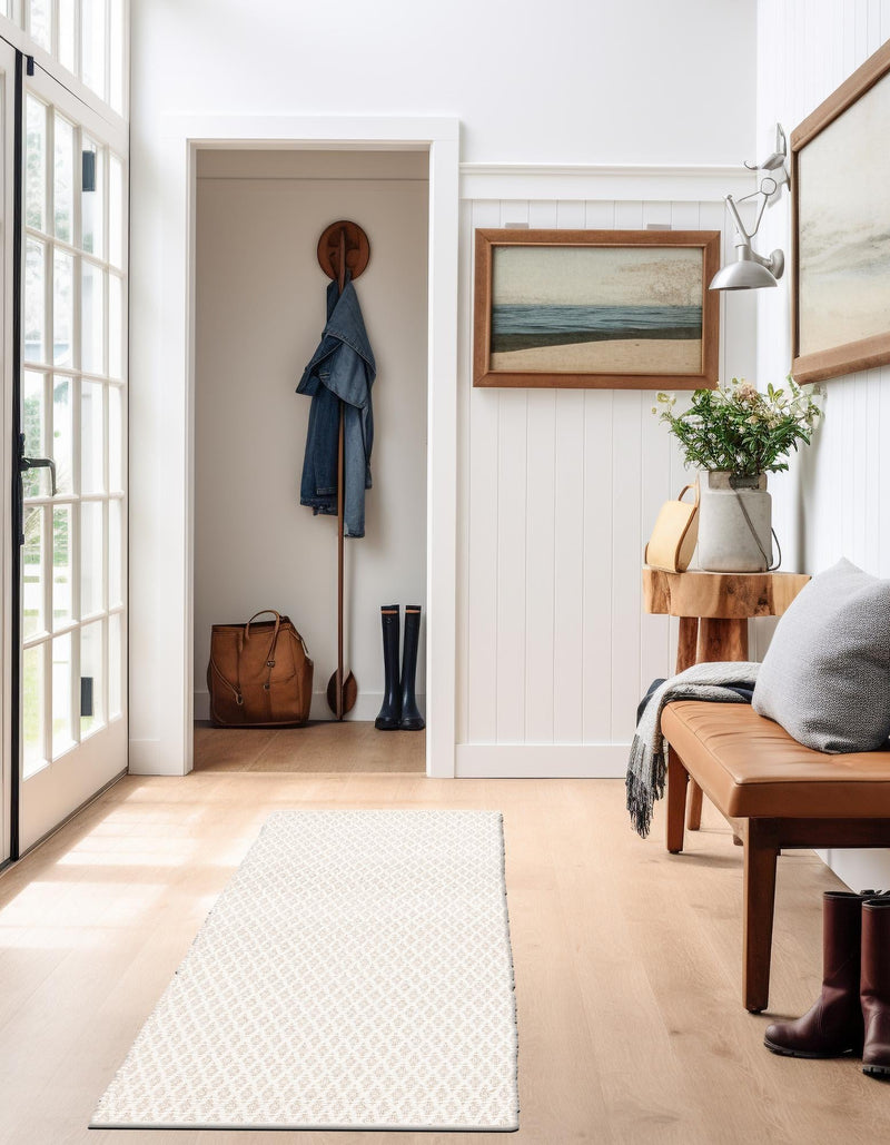 Cobbled Wool Collection Area Rug - Cobbles Runner Ivory lifestyle 91