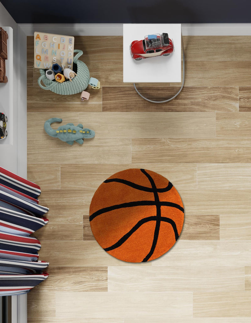Whimsy Wonders Wool Collection Area Rug - Garden Round Orange lifestyle 11