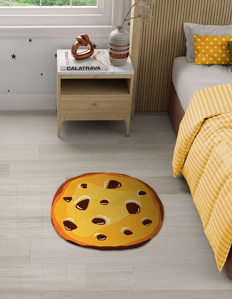 Whimsy Wonders Wool Collection Area Rug - Lagoon Round Light Brown lifestyle 9