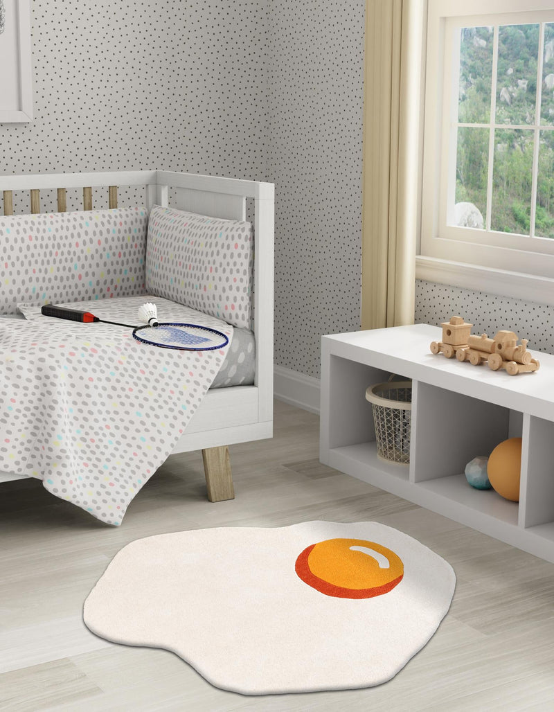 Whimsy Wonders Wool Collection Area Rug - Dune Round White lifestyle 2