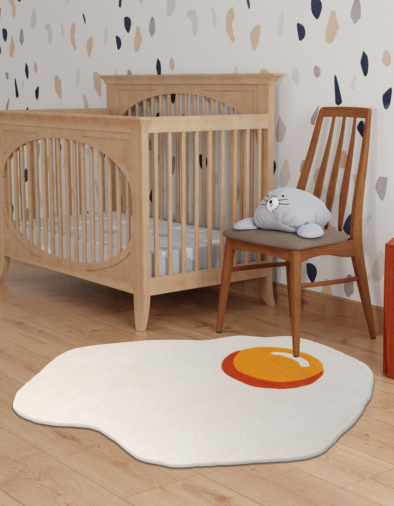 Whimsy Wonders Wool Collection Area Rug - Dune Round White lifestyle 10