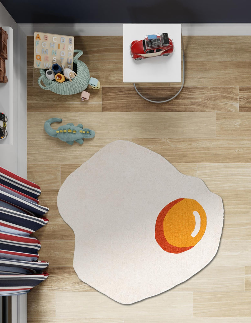 Whimsy Wonders Wool Collection Area Rug - Dune Round White lifestyle 11