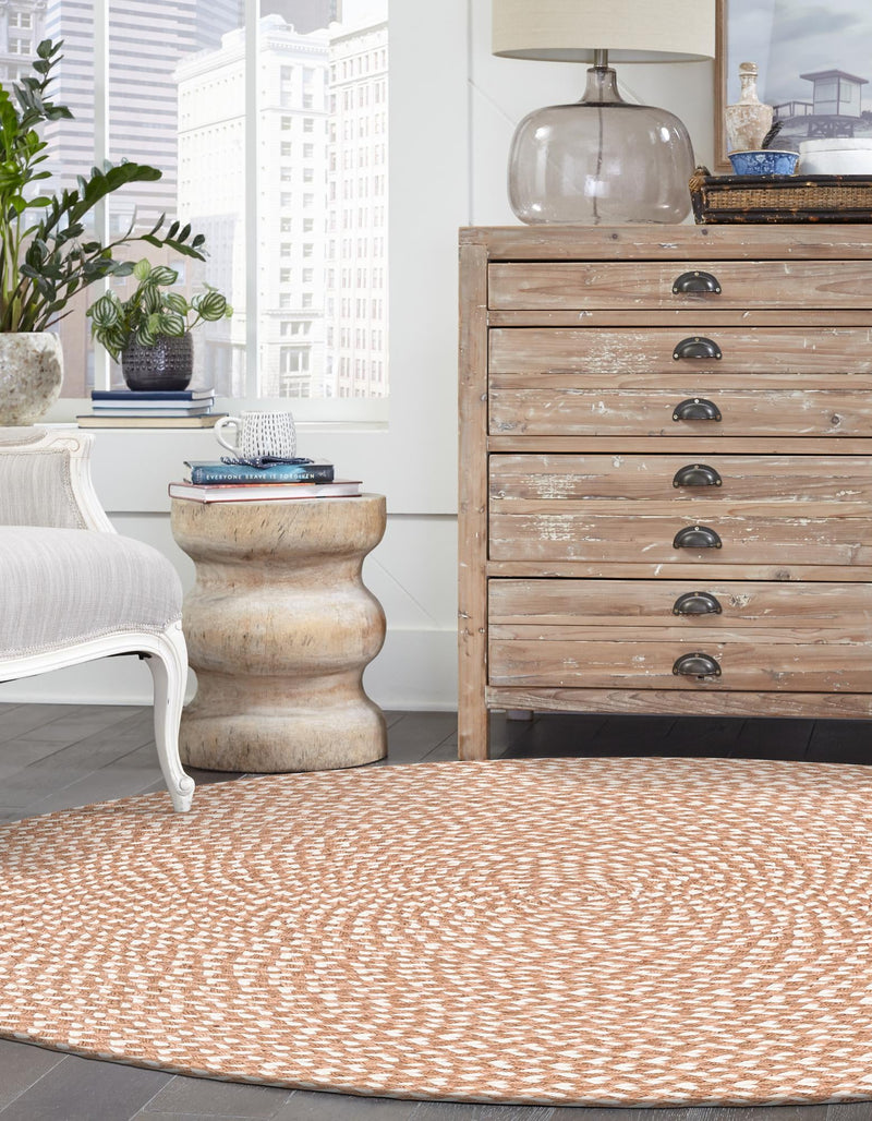 Sustainable Strands Indoor-Outdoor Oasis Collection Area Rug - Sandbar (Light Brown) Round Light Brown lifestyle 18