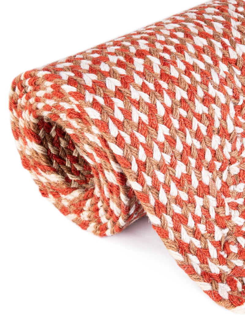 Highland Braided Jute Collection Area Rug - Glenmore (Rust Red) Rectangle Rust Red lifestyle 9