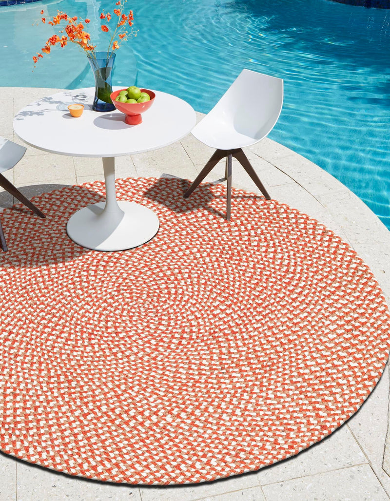 Highland Braided Jute Collection Area Rug - Glenmore (Rust Red) Round Rust Red lifestyle 13