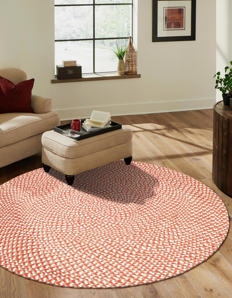 Highland Braided Jute Collection Area Rug - Glenmore (Rust Red) Round Rust Red lifestyle 14