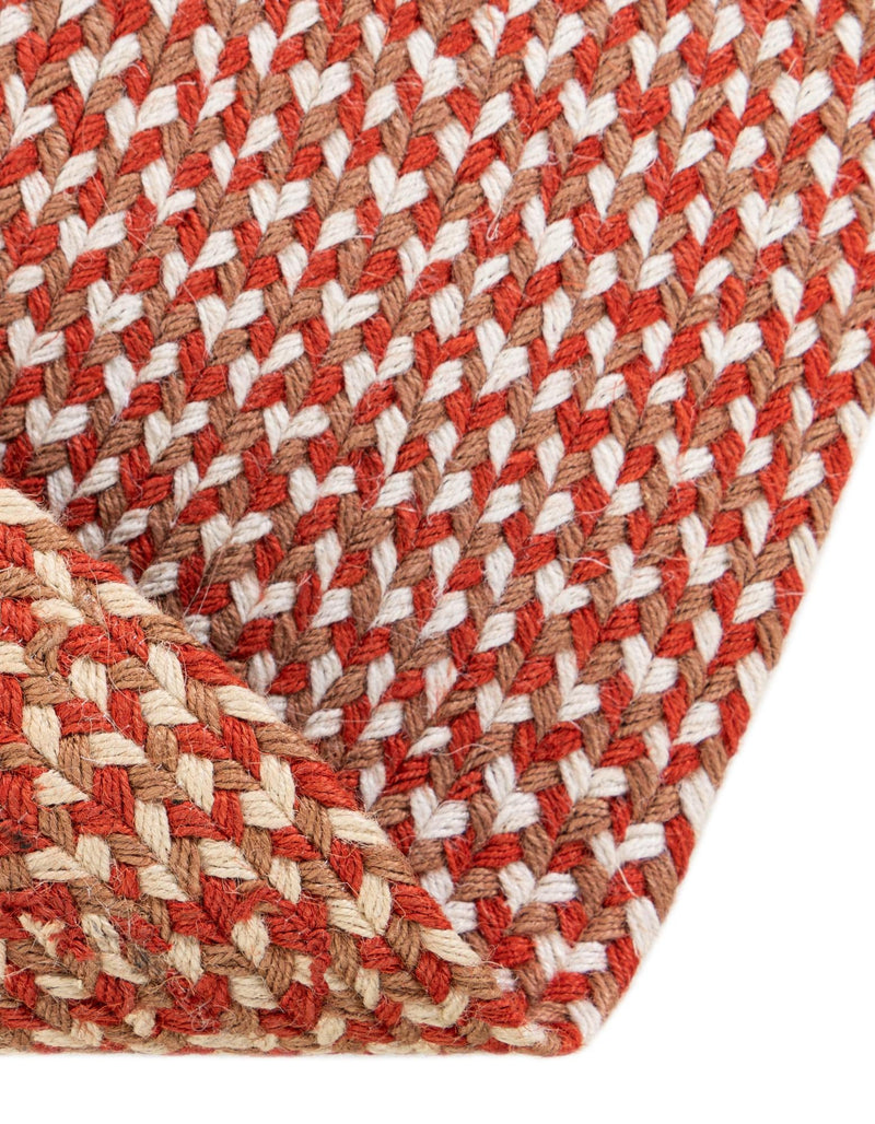 Highland Braided Jute Collection Area Rug - Glenmore (Rust Red) Round Rust Red lifestyle 24